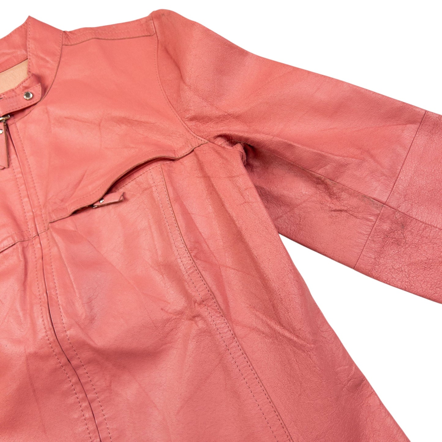 Vintage Burberry Blue Label Zip Up Leather Jacket Womens Size S