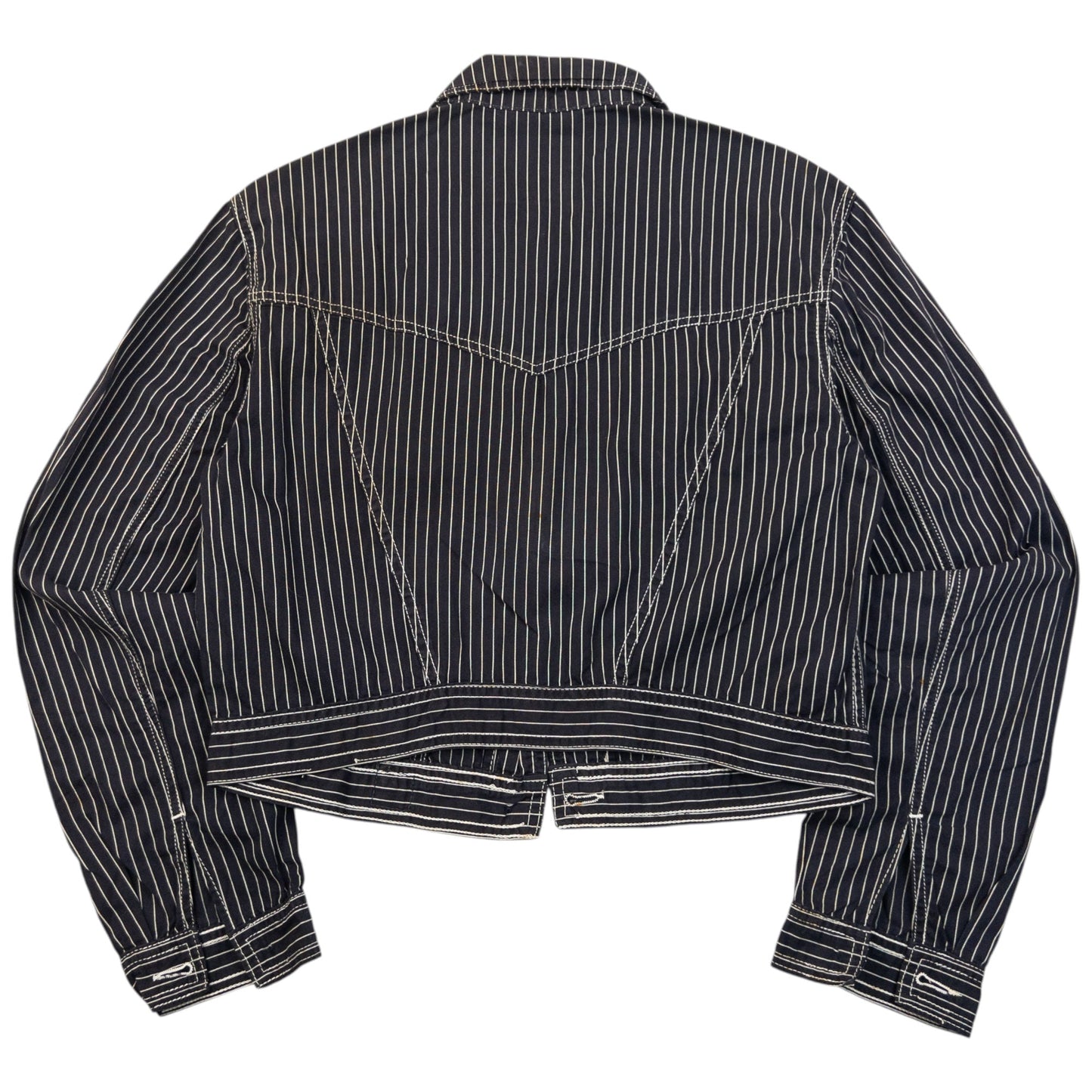 Vintage 2000s Versace Jeans Couture Striped Jacket Womens Size L | Large, Navy