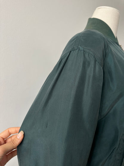 Vintage 1990s Pure Silk Bomber Jacket - M