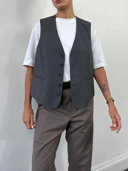 Vintage 1990s Striped Waistcoat - L