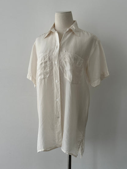 Vintage 1990s Pure Silk Short Sleeve Shirt - M