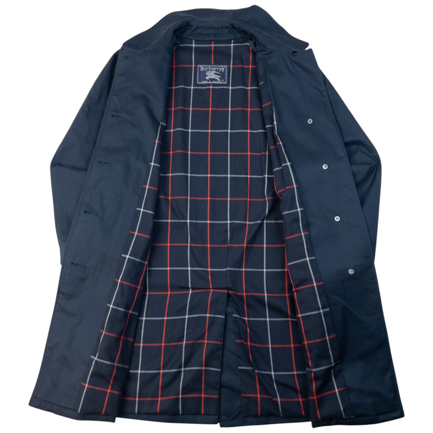 Vintage 90s Burberry Nova Check Lined Belt Waist Trench Jacket Womens Size XL | XL, Navy