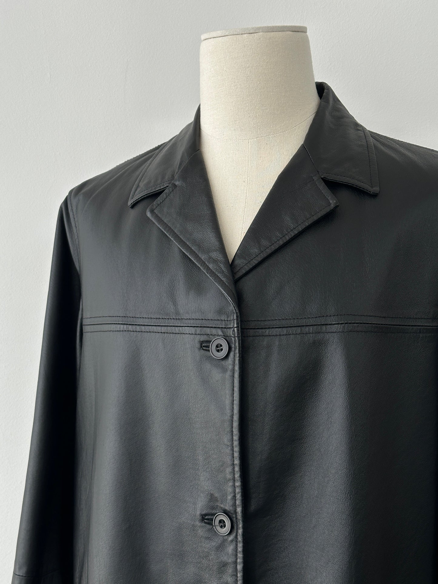 Vintage 1990s Single Breasted Leather Jacket - L