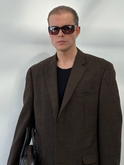 Ralph Lauren 1990s Pure Wool Check Single Breasted Blazer - 44L