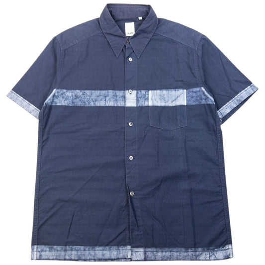 Vintage 2000s Yohji Yamamoto A.A.R Short Sleeve Button Up Shirt Size M | Medium, Navy