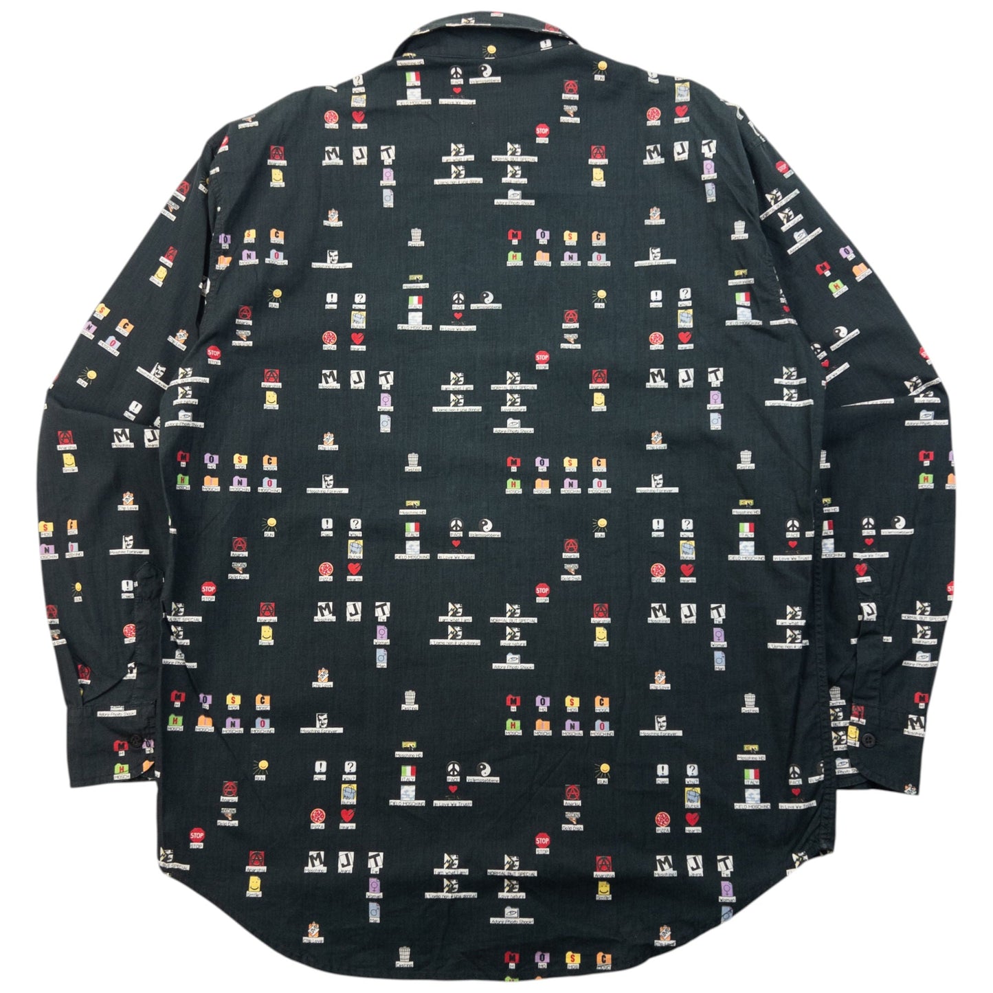 Vintage 90s Moschino Jeans Desktop Icon Long Sleeve Button Up Shirt Size M | Medium, Black