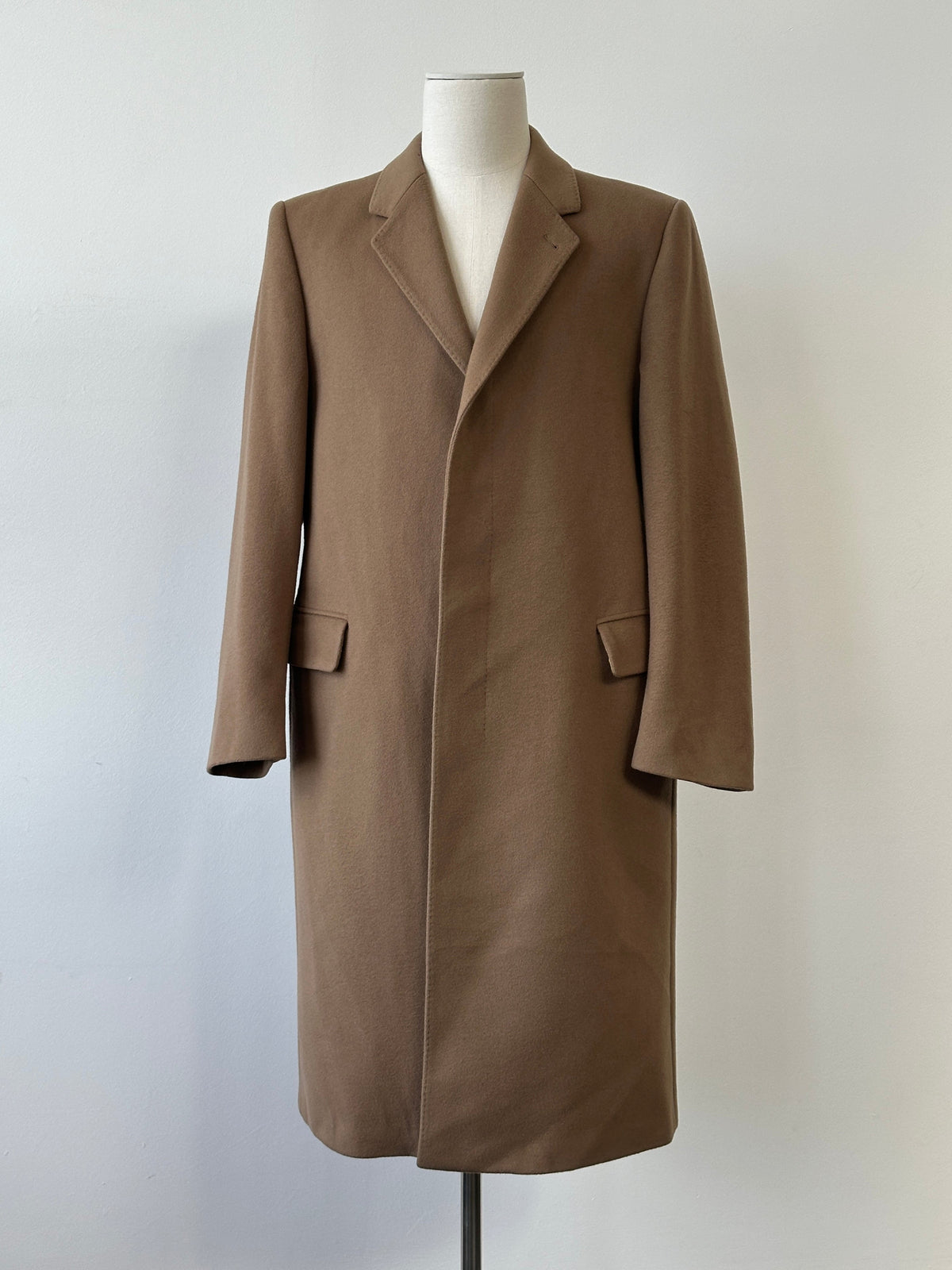Vintage 1990s Pure New Wool Concealed Placket Coat - L