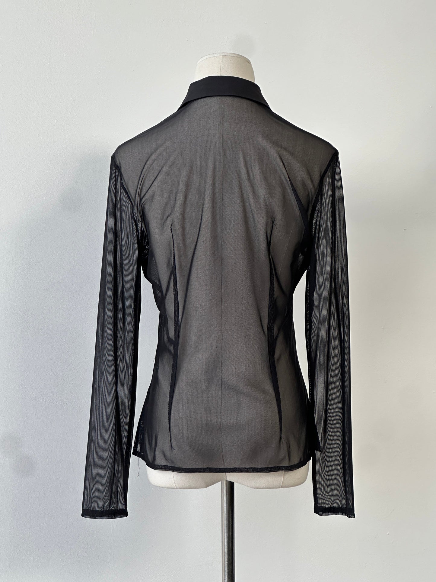 St Michael 2000s Sheer Hook & Eye Front Shirt - S