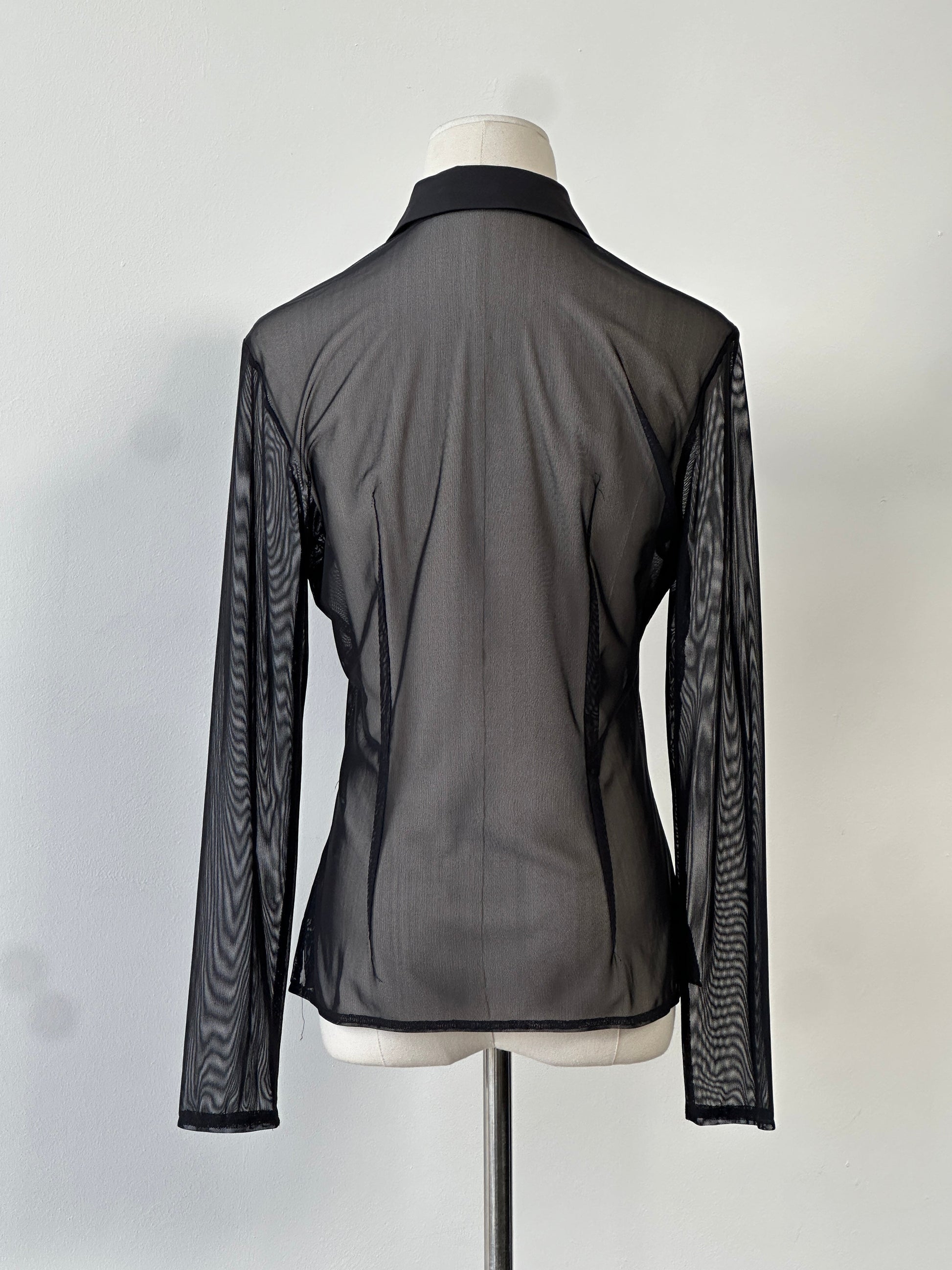St Michael 2000s Sheer Hook & Eye Front Shirt - S