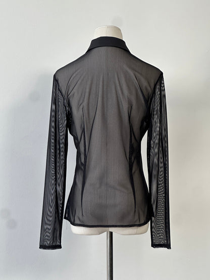 St Michael 2000s Sheer Hook & Eye Front Shirt - S