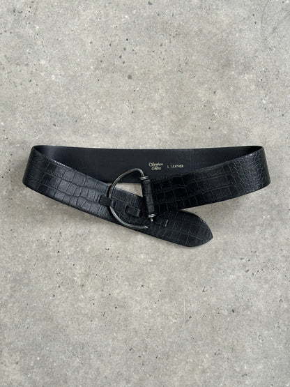 Vintage 1990s Leather D Ring Chunky Belt - W33-37