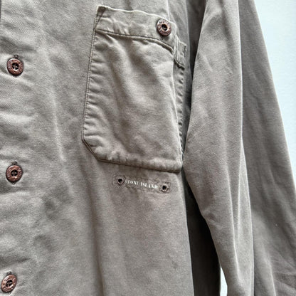 00’s Stone Island Logo Shirt (XL) | Extra Large, Brown