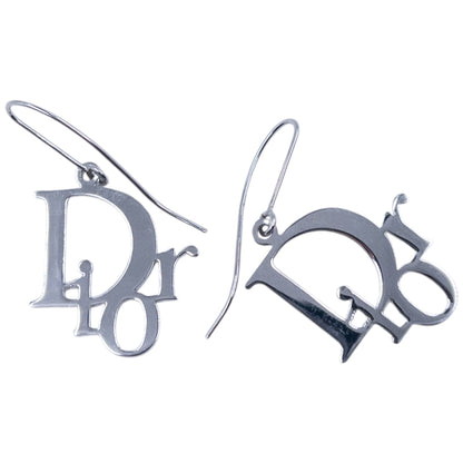 Vintage 2000s Dior Silver Logo Earrings | O/S, Grey