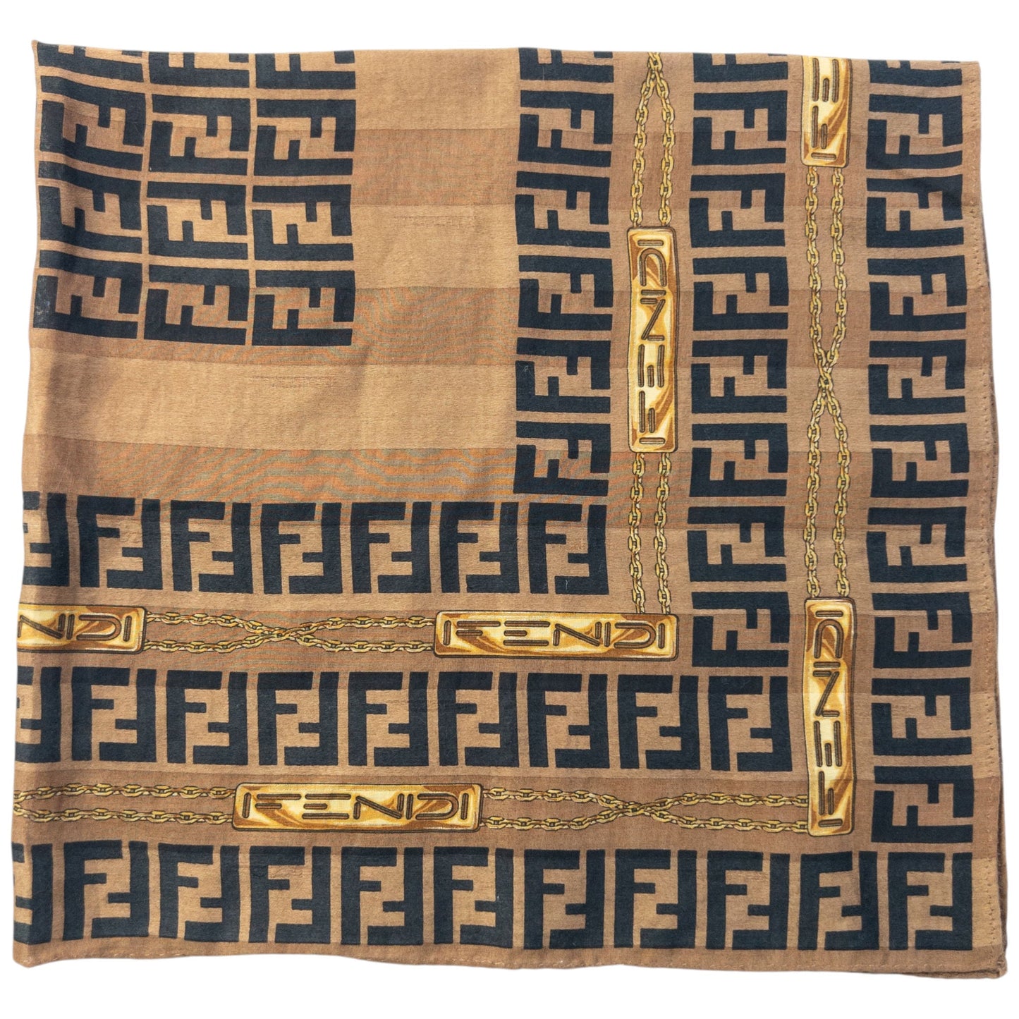 Vintage 90s Fendi Monogram Striped Silk Scarf | O/S, Black
