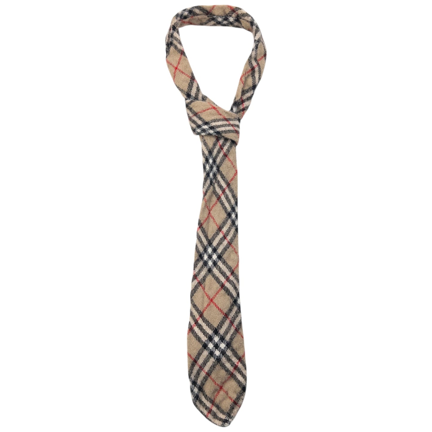 Vintage 90s Burberry Nova Check Wool Tie | O/S, Beige