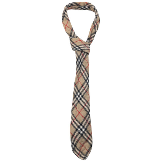 Vintage 90s Burberry Nova Check Wool Tie | O/S, Beige