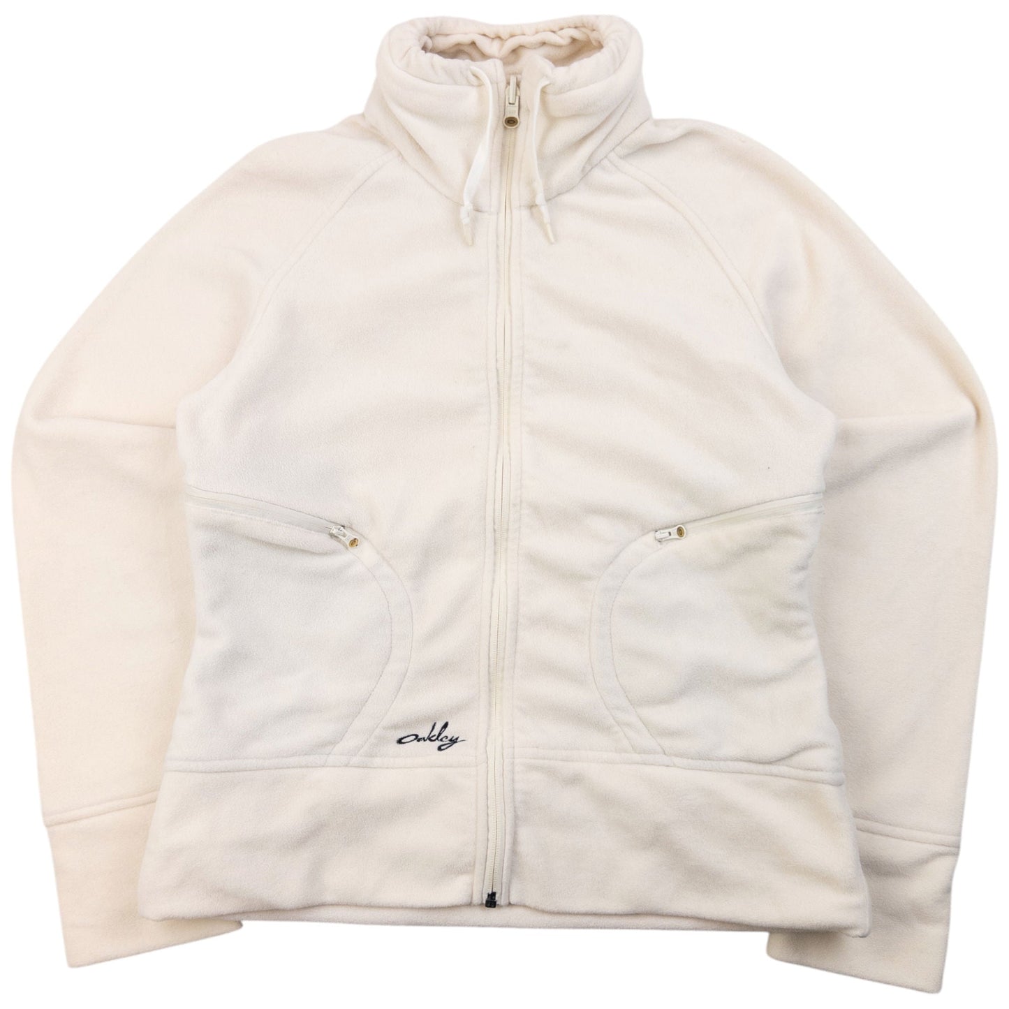 Vintage 90s Oakley Zip Up Fleece Jacket Womens Size M | Medium, Cream