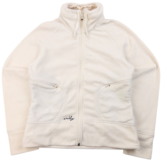 Vintage 90s Oakley Zip Up Fleece Jacket Womens Size M | Medium, Cream