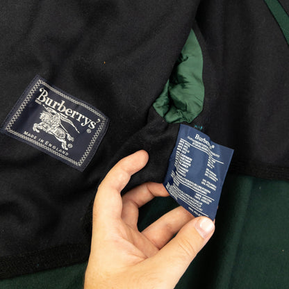 Vintage 90s Burberry Button Up Wool Jacket Size M | Medium, Green