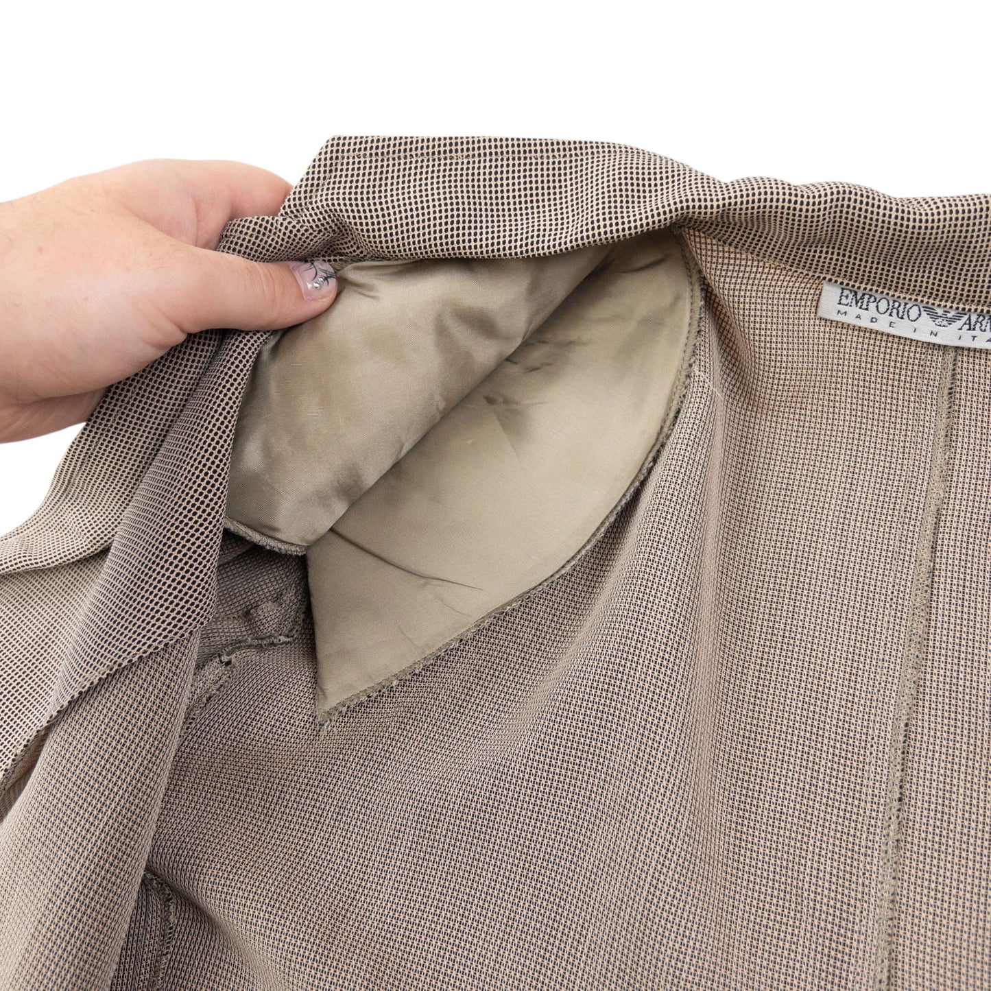 Vintage 90s Emporio Armani Pattern Blazer Jacket Size M | Medium, Beige