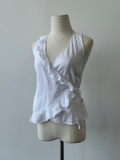 Vintage 2000s Pure Linen Wrap Top - xs