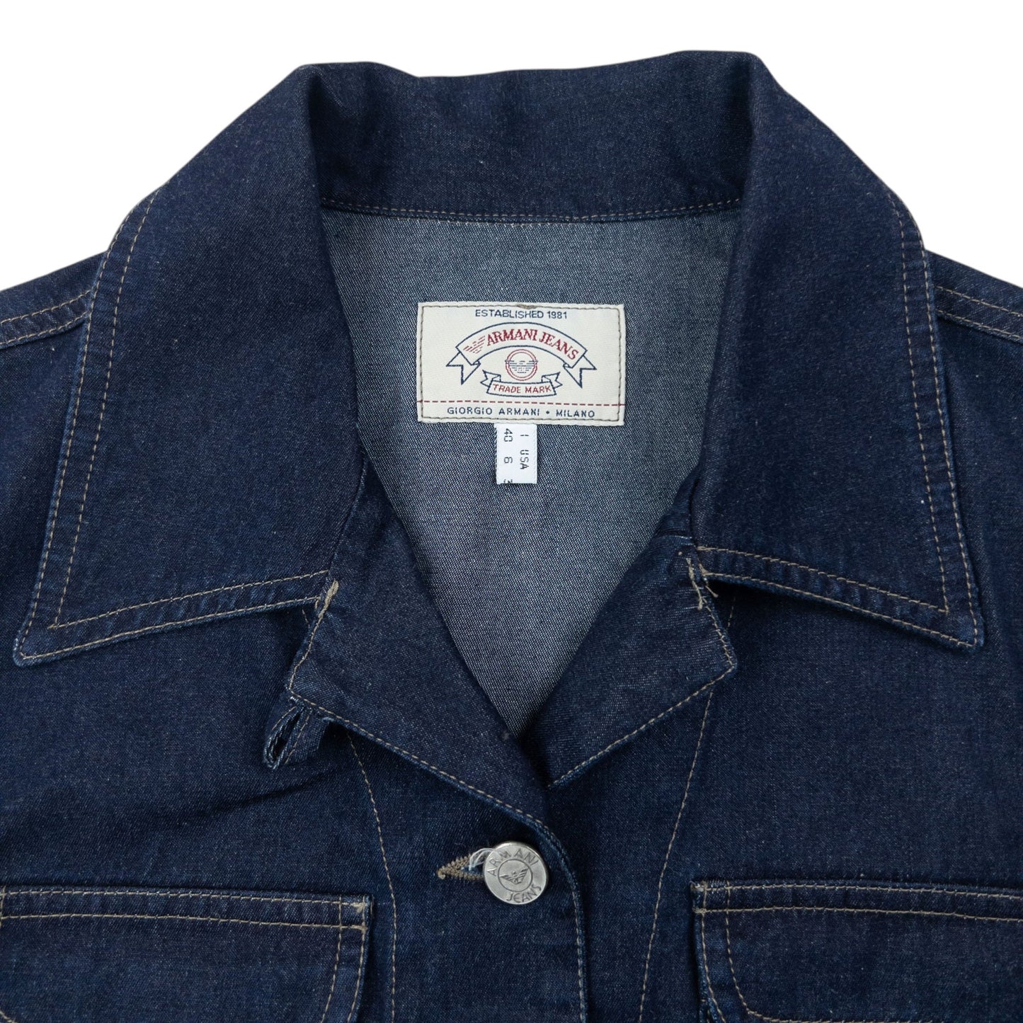 Vintage 90s Armani Jeans Button Up Denim Top Womens Size M | Medium, Blue