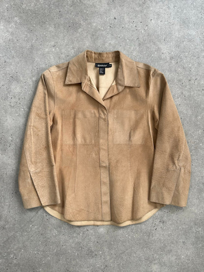 DKNY 2000s Concealed Placket Suede Shirt - XS
