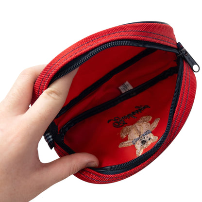 Vintage 90s Burberry Embroidered Teddy Bear Zip Pouch | O/S, Red