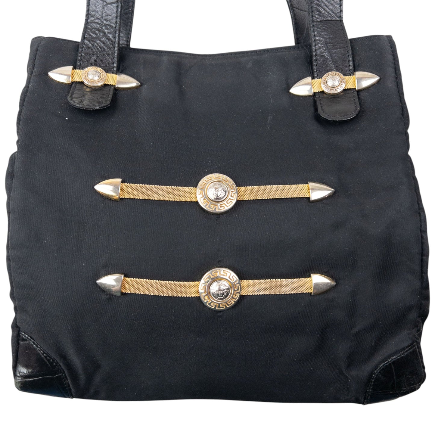 Vintage 90s Gianni Versace Embellished Medusa Crossbody Bag | O/S, Black