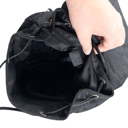 Vintage 2000s Gucci Monogram Bucket Backpack | O/S, Black