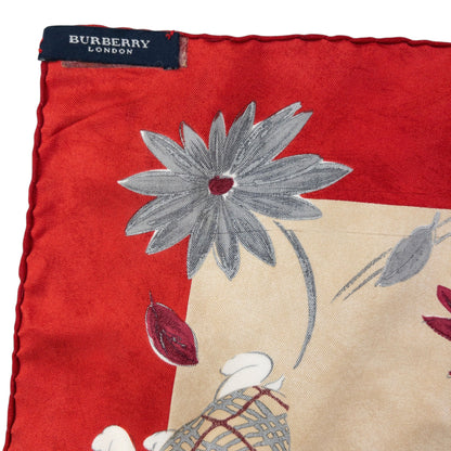 Vintage 2000s Burberry Floral Turtle Print Silk Scarf | O/S, Red