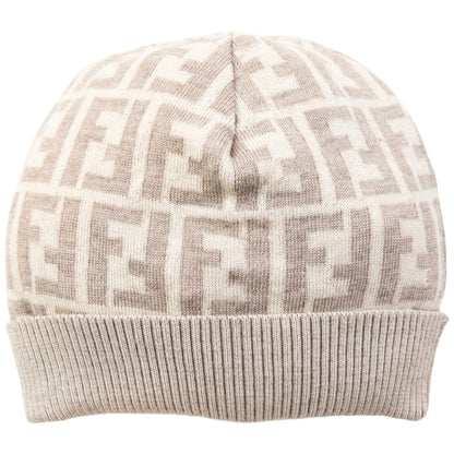 Vintage 2000s Fendi Monogram Beanie Hat | O/S, Beige