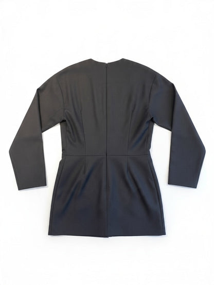Prada Tailored Wool Pleat Pinafore Dress Grey 42 | O/S, Grey