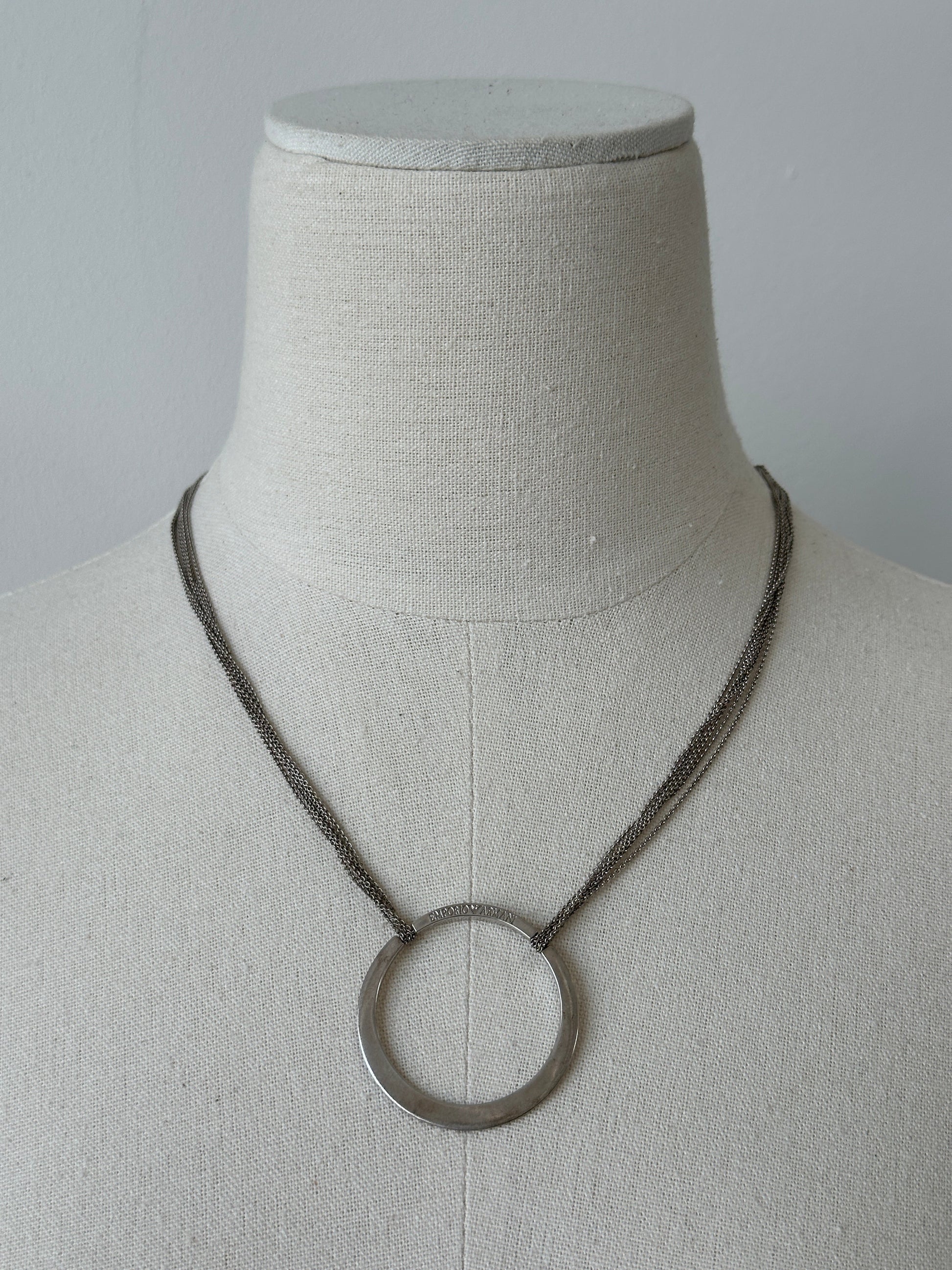 Emporio Armani 1990s Circle Pendant Necklace