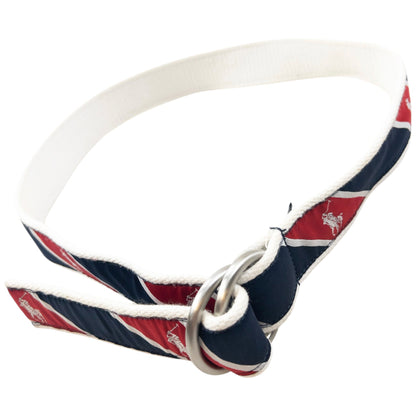 Vintage 90s Polo Ralph Lauren Striped Monogram Belt Size M | W30, Red, Navy