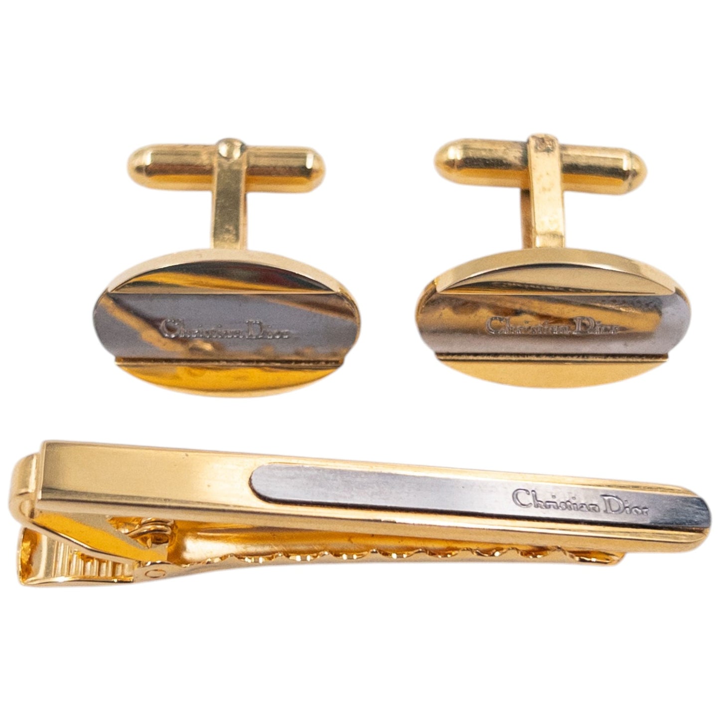 Vintage Dior Cuff Links & Tie Clip Set