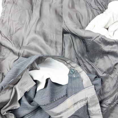 Vintage 80s YSL Yves Saint Laurent Striped Jacket & Trousers Suit Set Size XXL | XXL, Grey