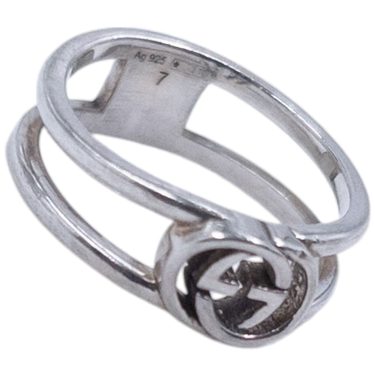 Vintage 2000s Gucci Silver Logo Ring