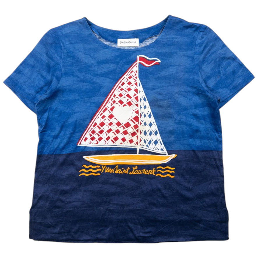 Vintage YSL Yves Saint Laurent Boat Graphic T Shirt Womens Size M