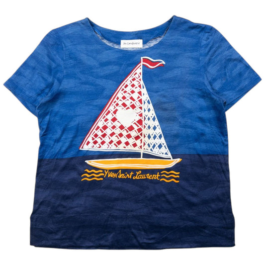 Vintage YSL Yves Saint Laurent Boat Graphic T Shirt Womens Size M