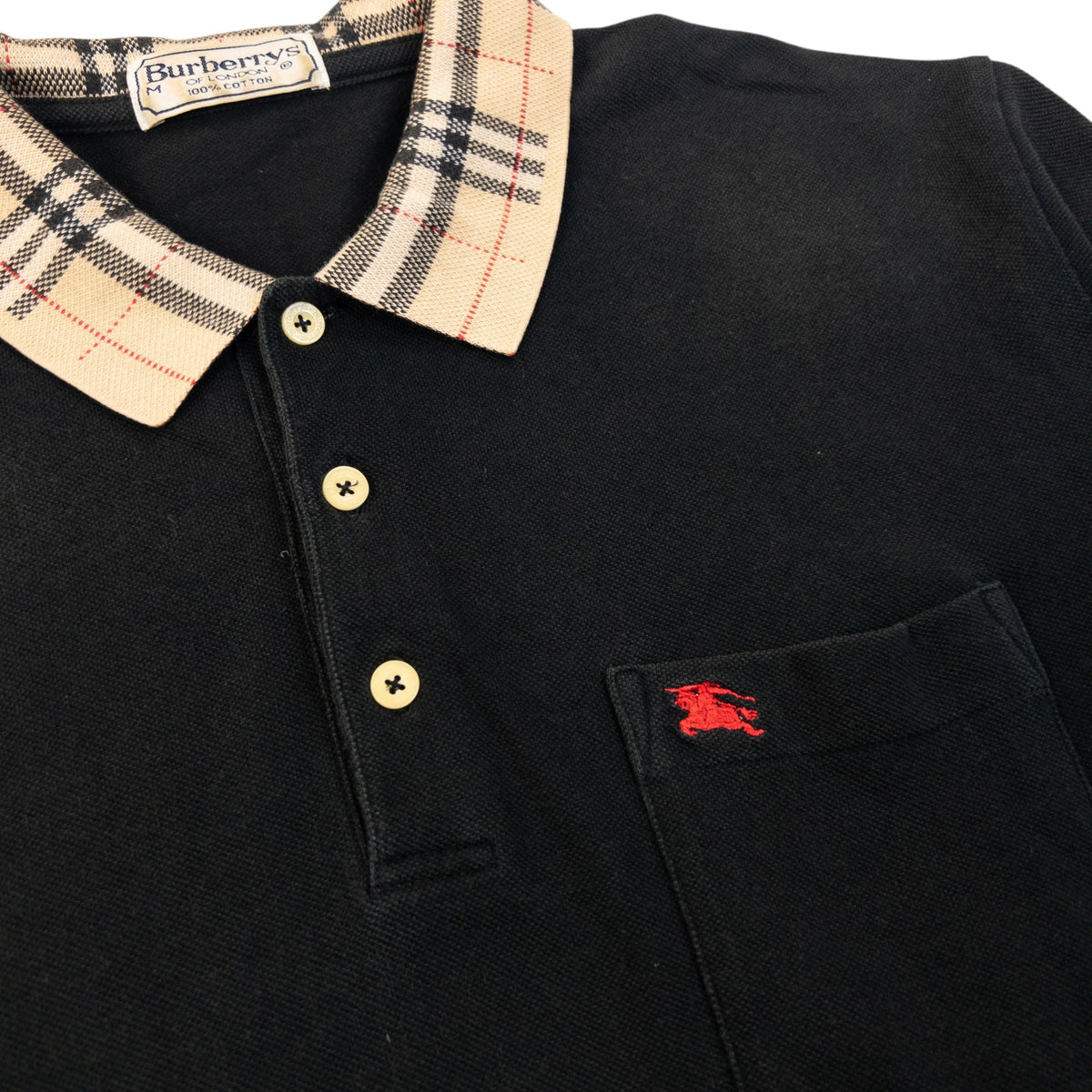 Vintage 90s Burberry Nova Check Collar Polo Shirt Size M | Medium, Multicoloured