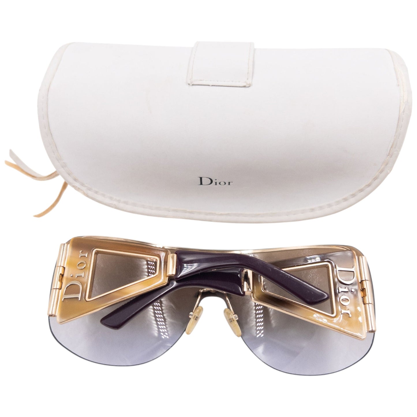 Vintage 2006 Dior Escrime 1 Shield Wraparound Sunglasses | O/S, Gold and Gradient Brown