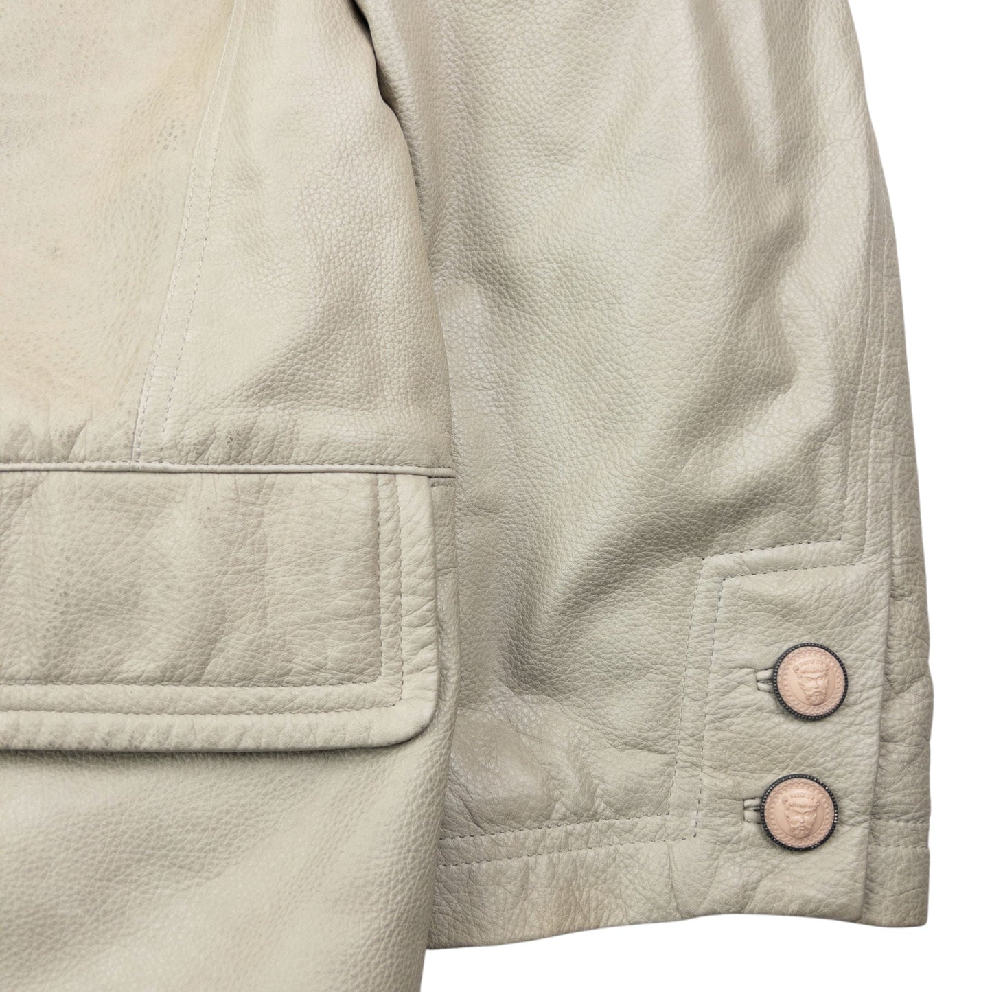 Vintage 90s Versace Istante Button Up Leather Jacket Size XL | XL, Multicoloured