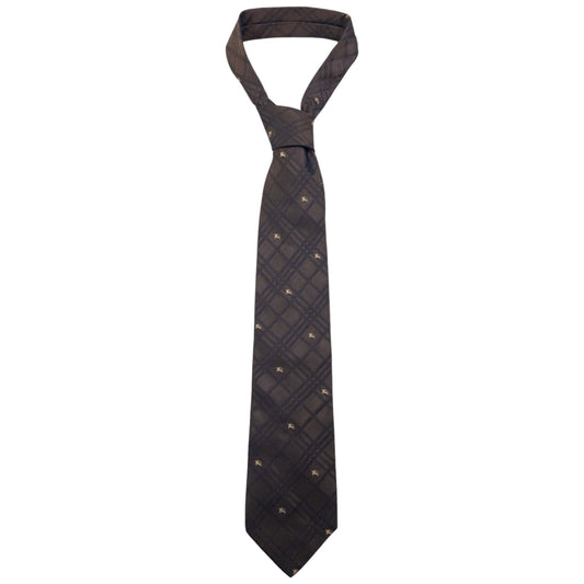 Vintage Burberry Nova Check Monogram Silk Tie