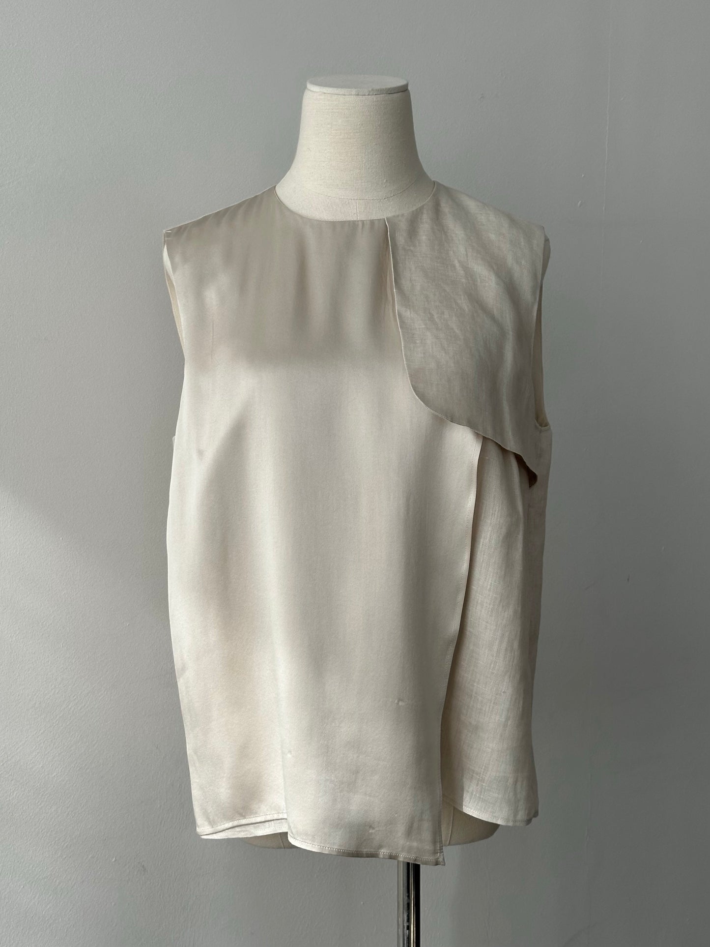 Max Mara 1990s Silk Linen Asymmetric Sleeveless Top - M