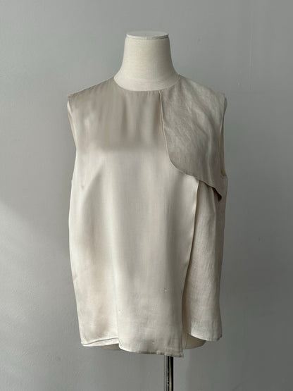 Max Mara 1990s Silk Linen Asymmetric Sleeveless Top - M