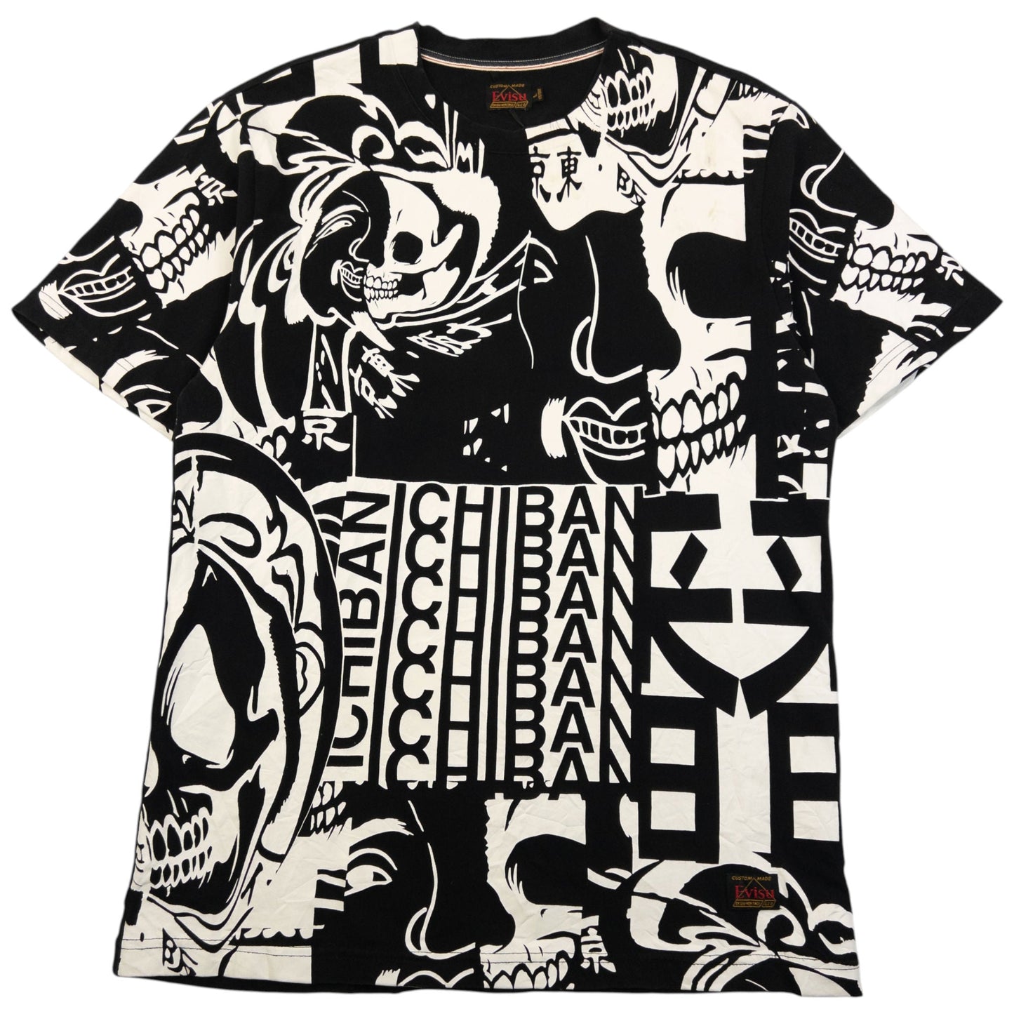 Vintage 2000s Evisu Pattern T Shirt Size L | Large, Black