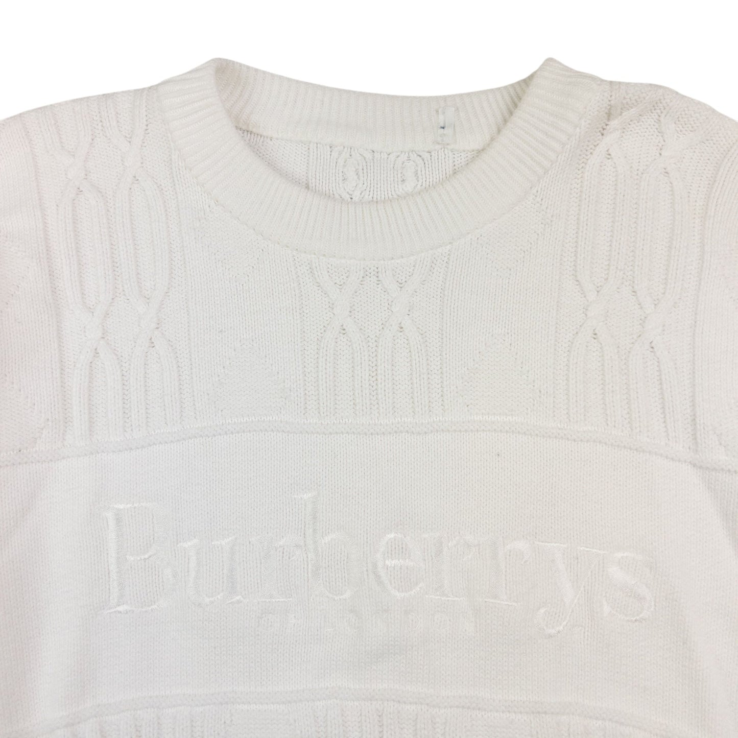 Vintage Burberry Embroidered Cable Knit Jumper Size S
