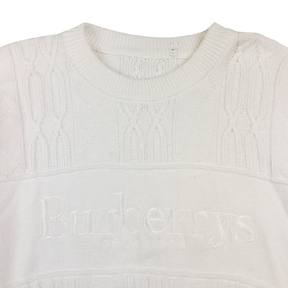 Vintage Burberry Embroidered Cable Knit Jumper Size S