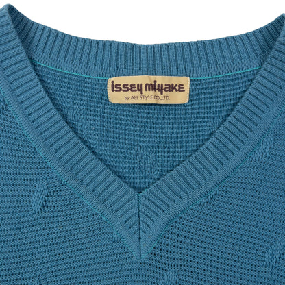 Vintage 80s Issey Miyake Wool Knit Jumper Womens Size M | Medium, Blue